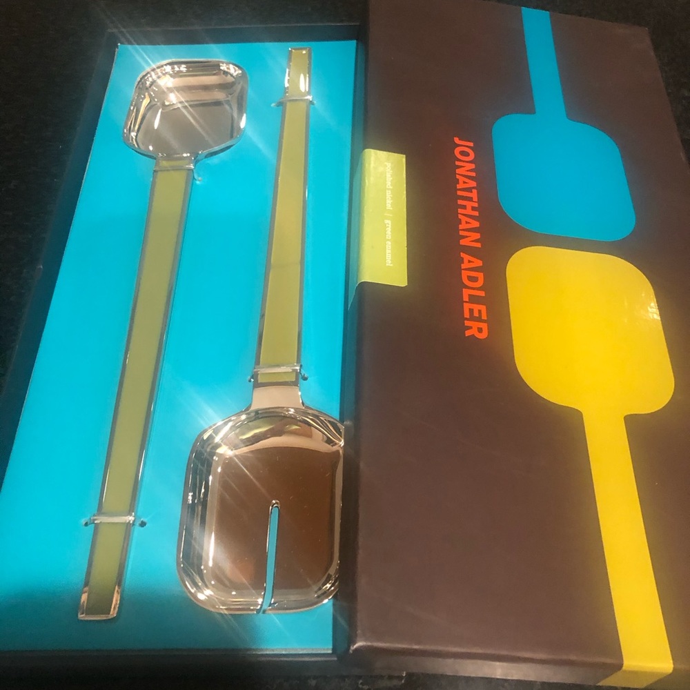 Jonathan Adler serving set in green enamel